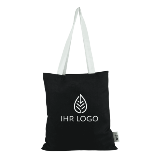 Recycling-Baumwoll-Tragetasche Siena schwarz mit langen Henkeln