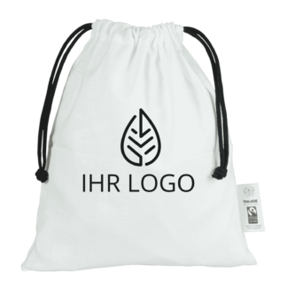 Recycling-Baumwoll-Zuziehbeutel Roma weiß 25 x 30 cm