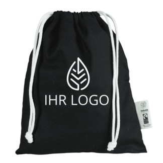 Recycling-Baumwoll-Zuziehbeutel Roma schwarz 25 x 30 cm